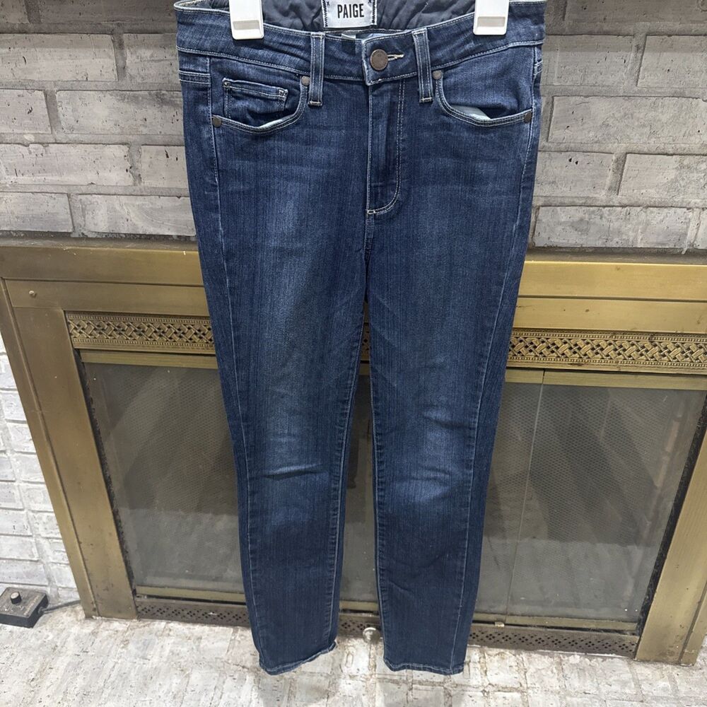 Paige Hoxton Ankle High Rise Skinny Jeans Dark Wash Denim Size 25 Petite